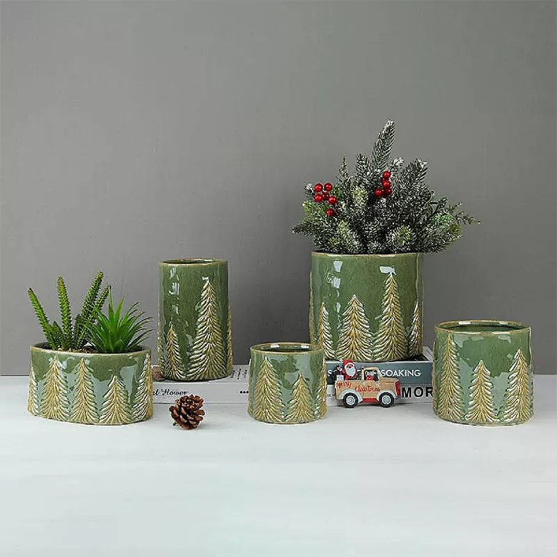 Ανάγλυφο Χριστουγεννιάτικο Βάζο Πεύκου